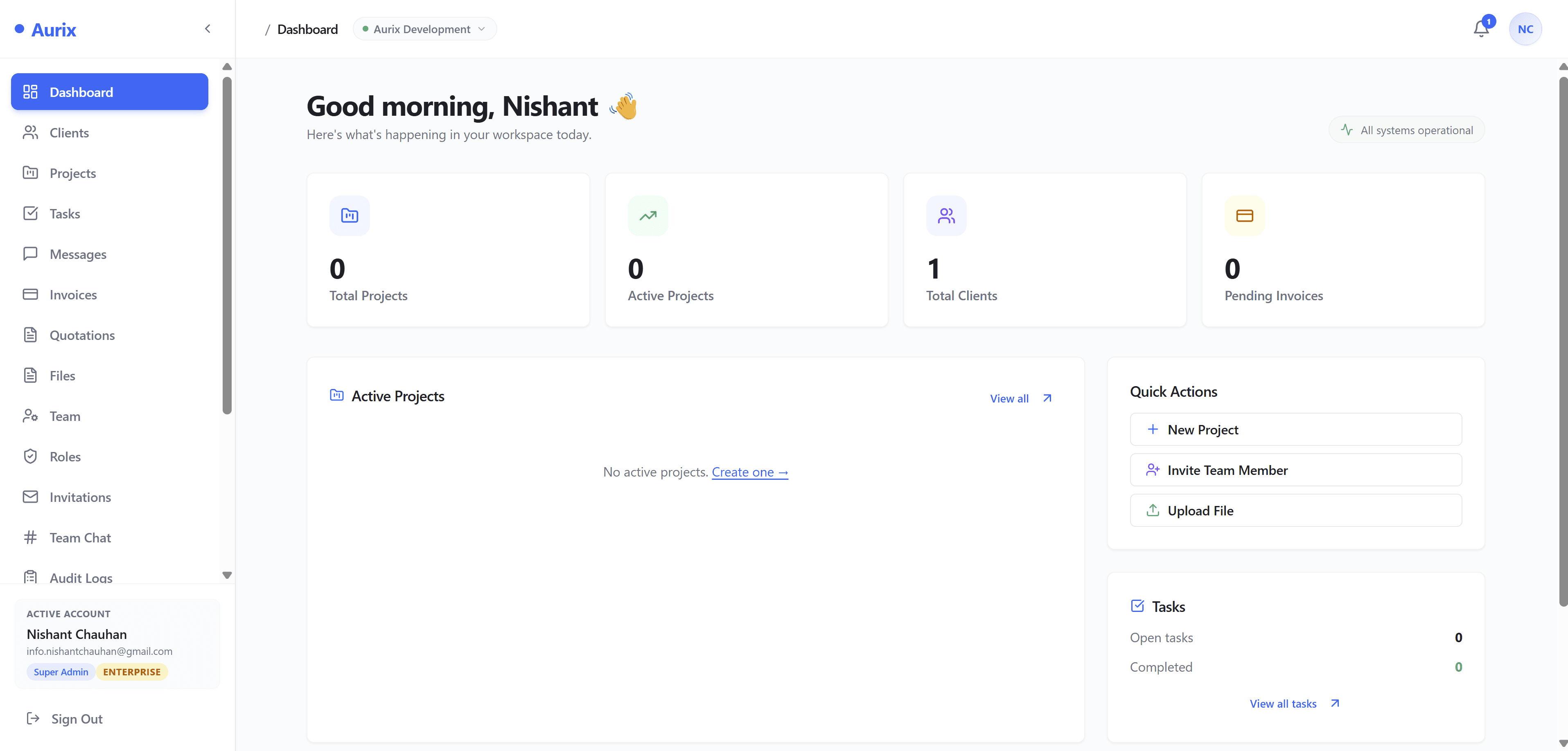Aurix CMS Dashboard